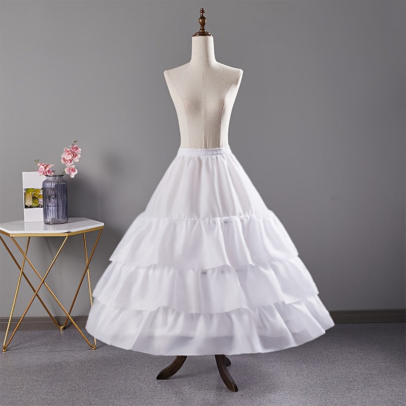 Elegant 6-Hoop Wedding Dress Petticoat - No Tulle, Hand Washable, Polyester Fiber, Perfect for Bridal Gowns & Formal Attire