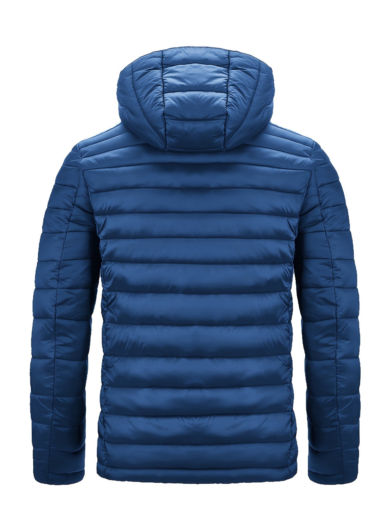 Men's Lightweight Nylon Winter Jacket - Casual Green Hooded Coat with Colorful Zipper Pockets, Warm Quilted Design, Long Sleeves, Non-Stretch Fabric for Casual Attire, Everyday Jacket|Hooded Quilted Coat|Nylon Quilted Jacket