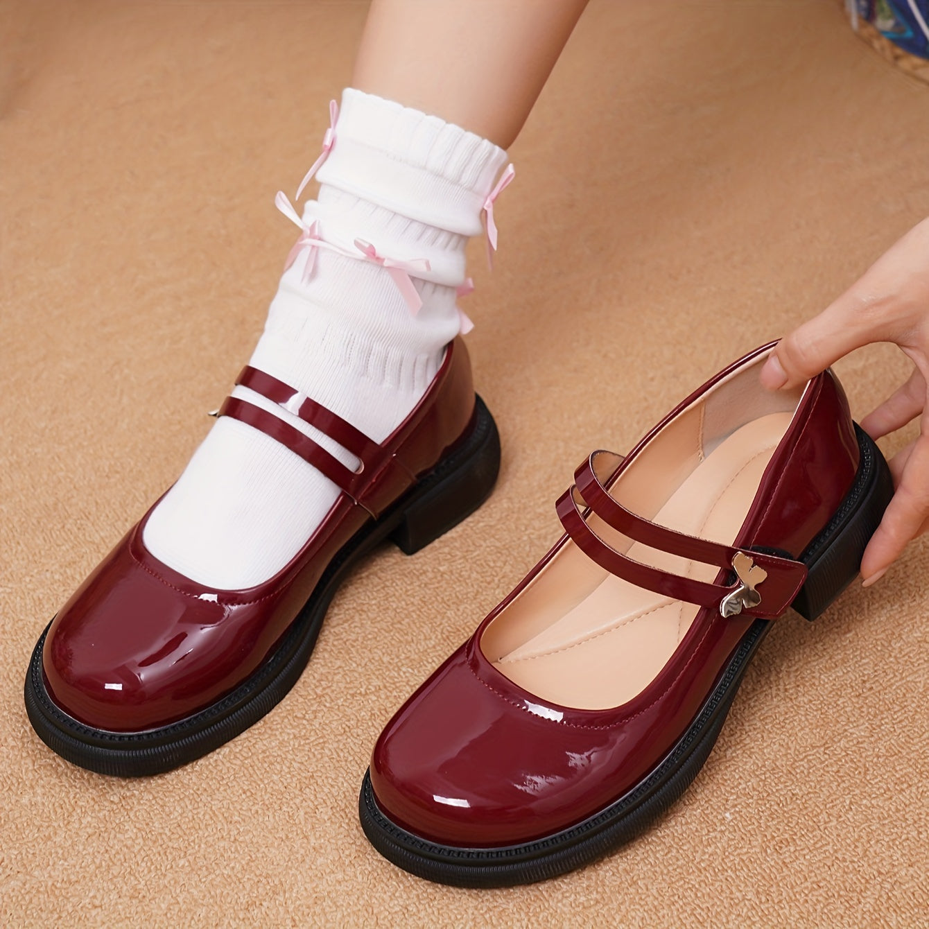 Elegant Black Mary Jane - Chic Comfort Women's Shoes with Golden Buckle, Round Toe, and Comfortable Rubber Sole - Versatile All-Season PU Cover Flats, Ladies Shoes