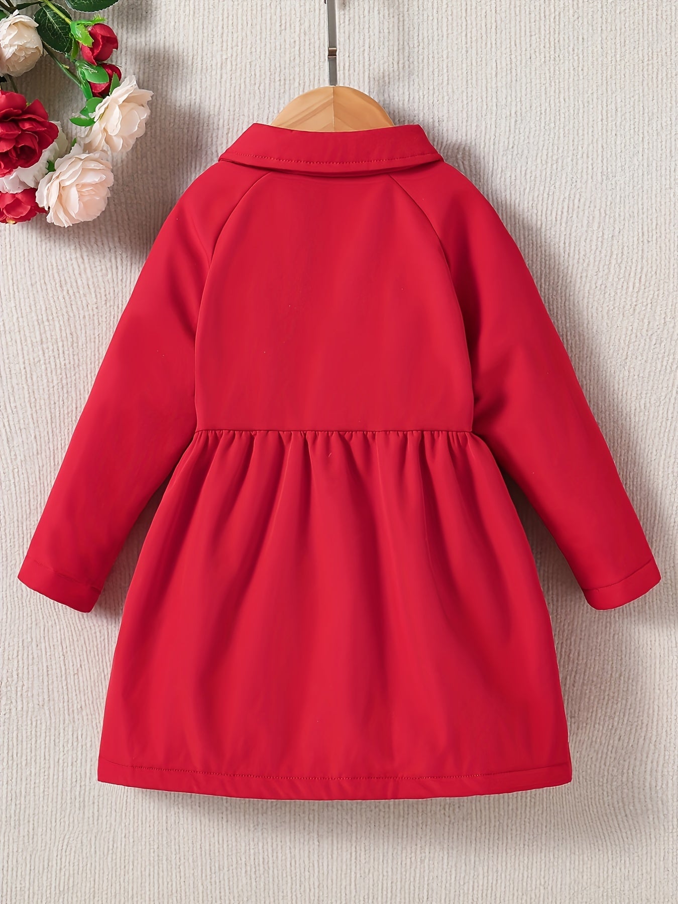 Cozy Plush Fleece Toddler Girls Winter Jacket with Button Collar for Warm and Stylish Daily Wear