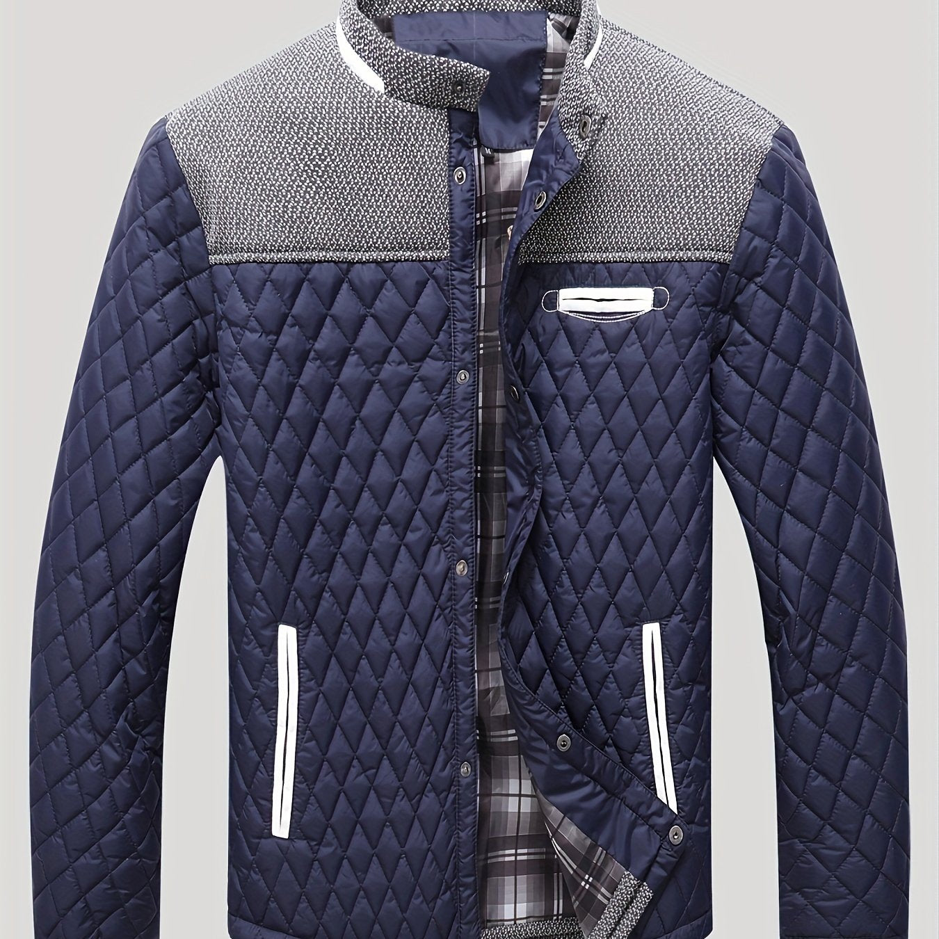 Warm & Lightweight Men's Quilted Winter Jacket - Casual Stand Collar Coat for Everyday Wear