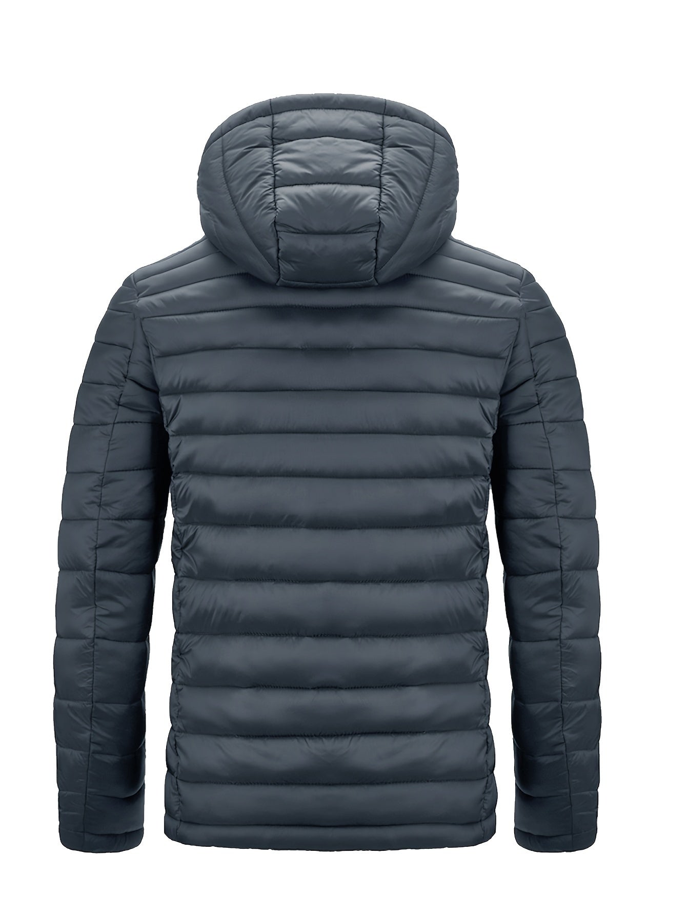 Men's Lightweight Nylon Winter Jacket - Casual Green Hooded Coat with Colorful Zipper Pockets, Warm Quilted Design, Long Sleeves, Non-Stretch Fabric for Casual Attire, Everyday Jacket|Hooded Quilted Coat|Nylon Quilted Jacket