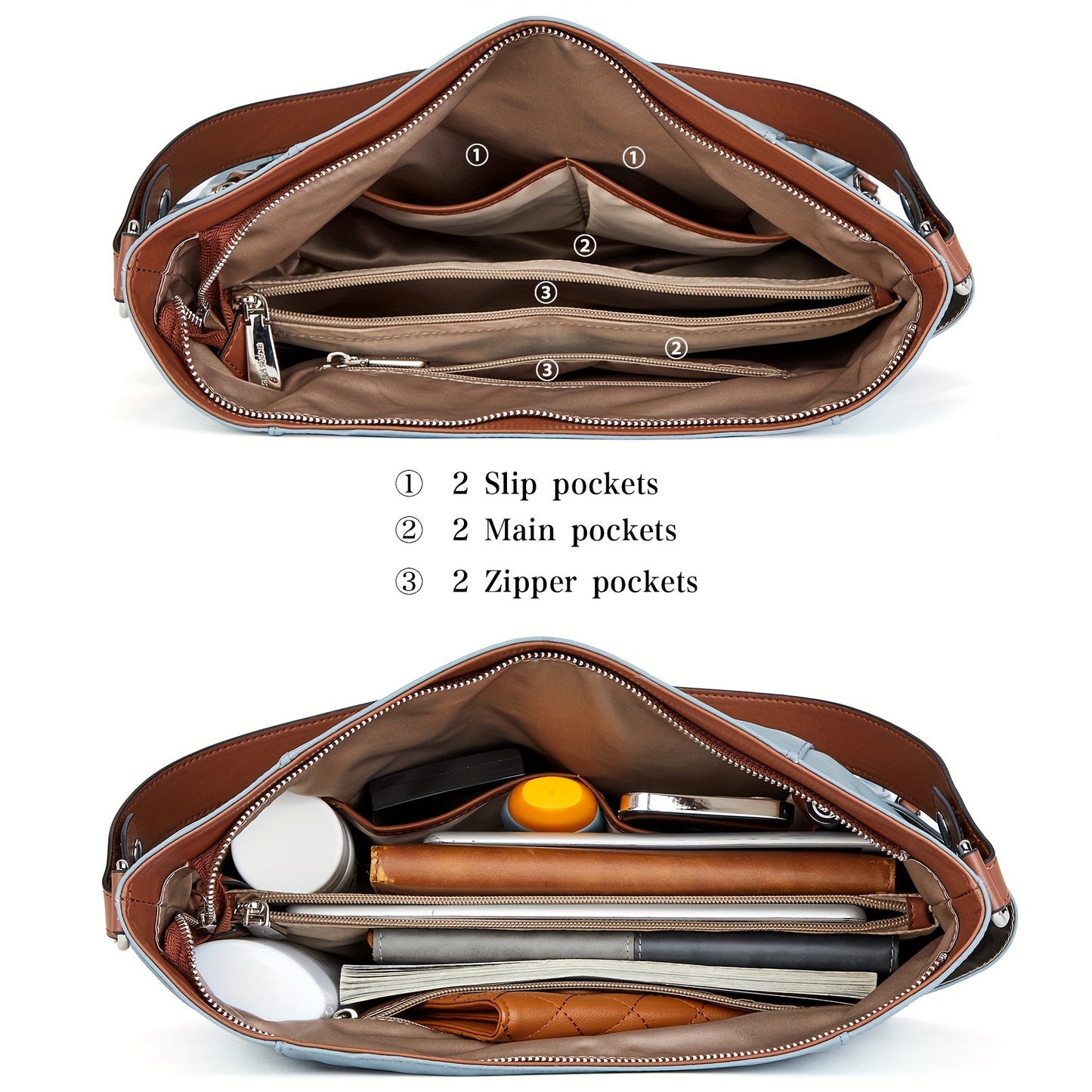 Genuine Leather Hobo Handbags Designer Shoulder Tote Purses Crossbody Large Bag For Women