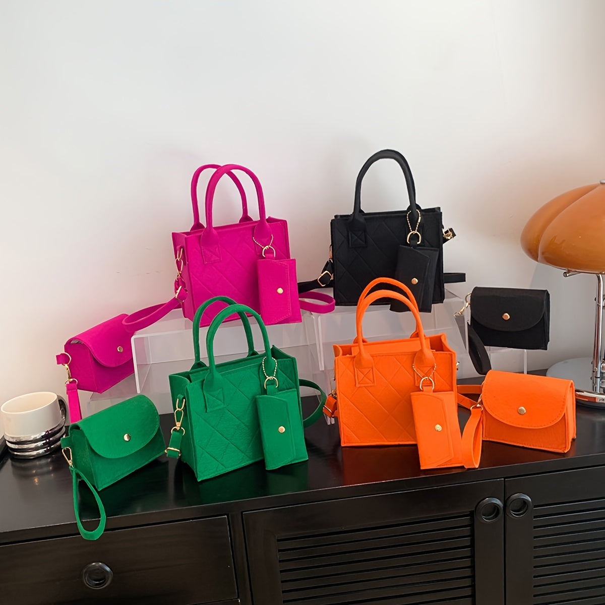 3pcs Set Mini Tote Bag Lightweight Casual Handbags & Mini Satchel & Mini Card Holder Set
