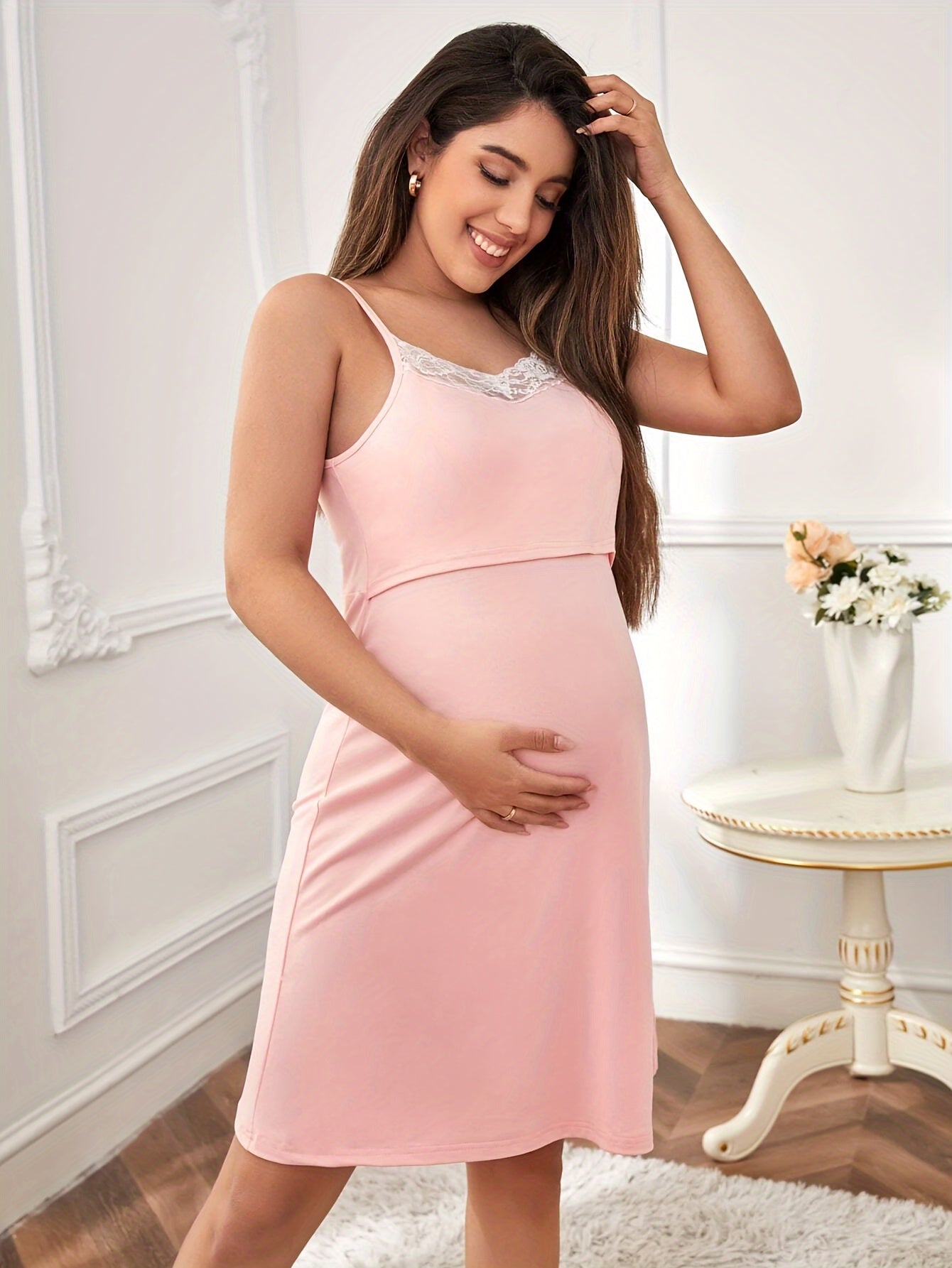 Maternity Pajamas Sexy Lace Two-Piece Dress Nursing Set Spring Maternity Wear