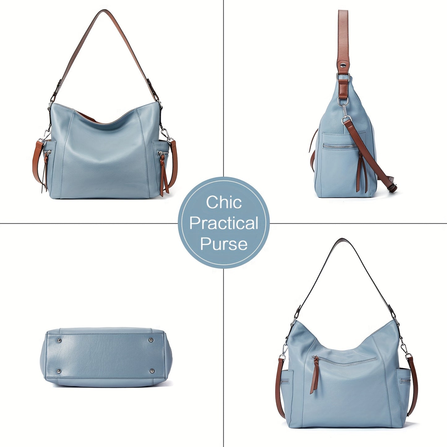 Genuine Leather Hobo Handbags Designer Shoulder Tote Purses Crossbody Large Bag For Women