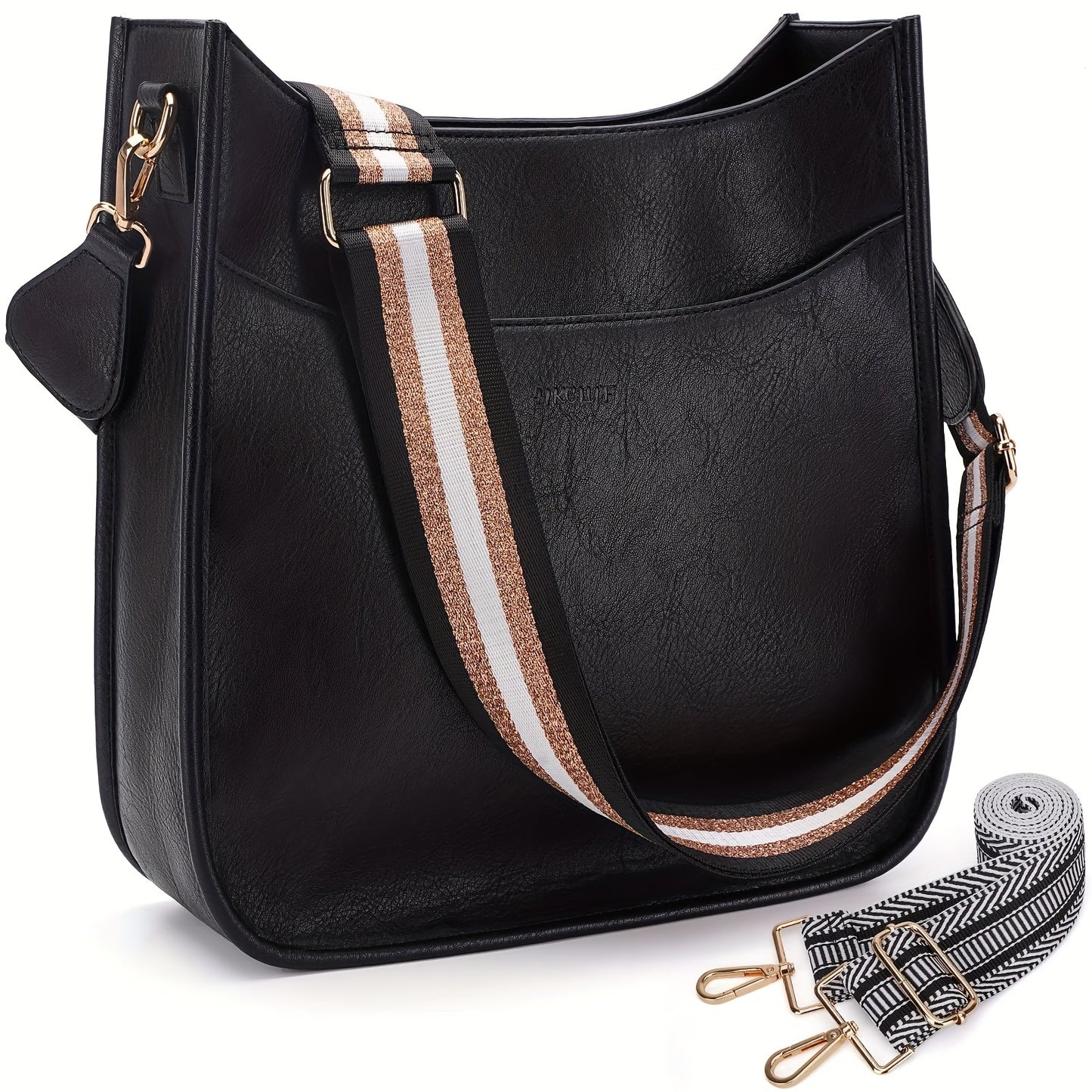 2PCS Adjustable Guitar Strap Vegan Leather Crossbody Bag For Women Hobo Handbags Purse Shoulder Bucket Bag