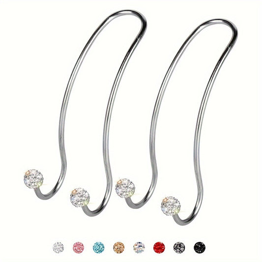 Fashion Car Headrest Hooks with Crystal Decoration - 2 Pack, Durable Metal Auto Backseat Hanger, Easy Installation, Wall Mount Option, Polished Finish, Multifunctional for Handbags, Clothes & Accessories