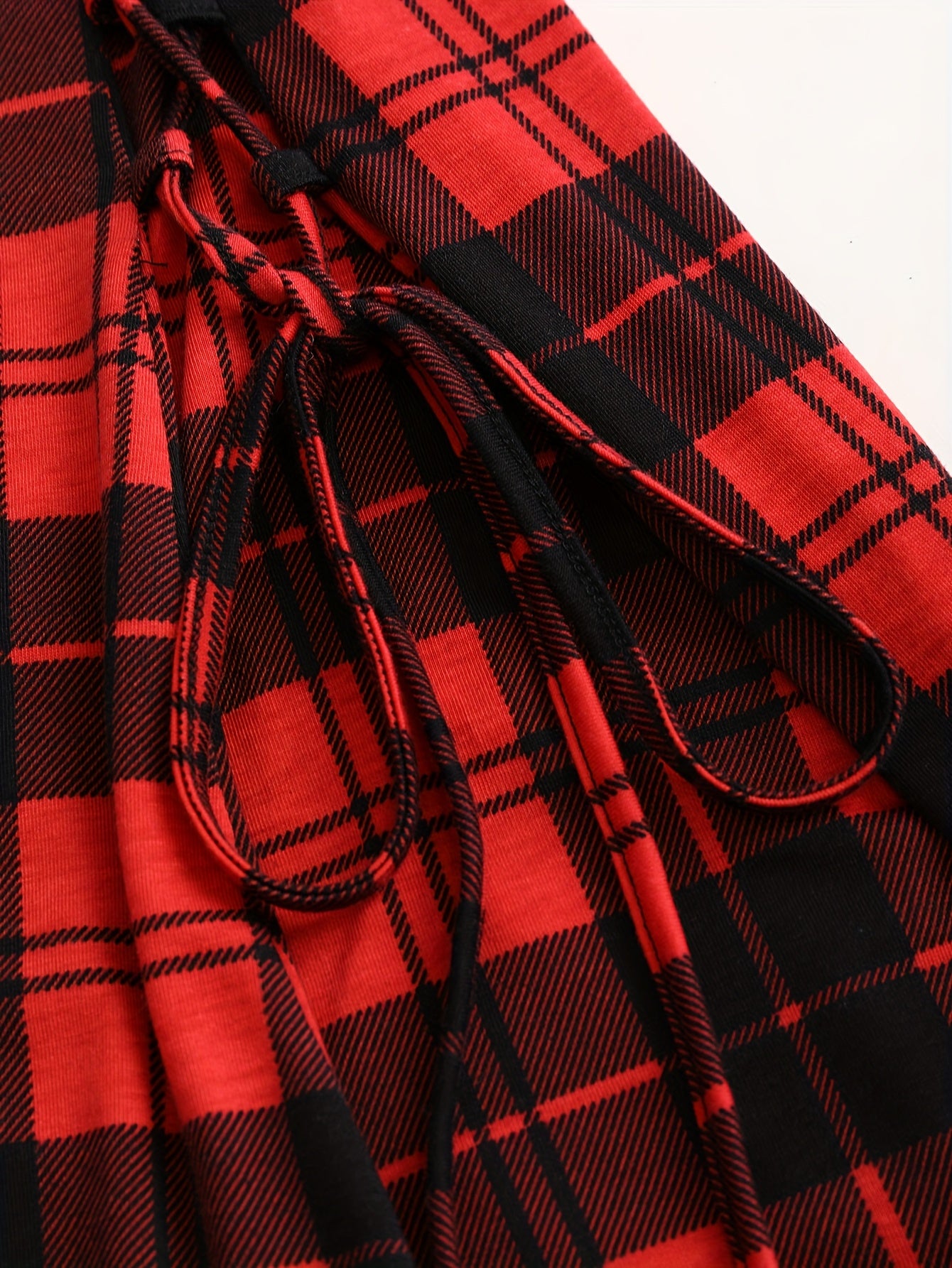 Casual Vintage Plaid Digital Print Long-Sleeve Two-Piece Dress.
