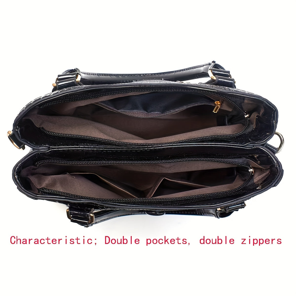 2-Piece Set Crocodile-Embossed PU Leather Handbags, Large Capacity Retro Style Bag, Fashionable Tote & Crossbody Bag For Women With Shoulder Strap