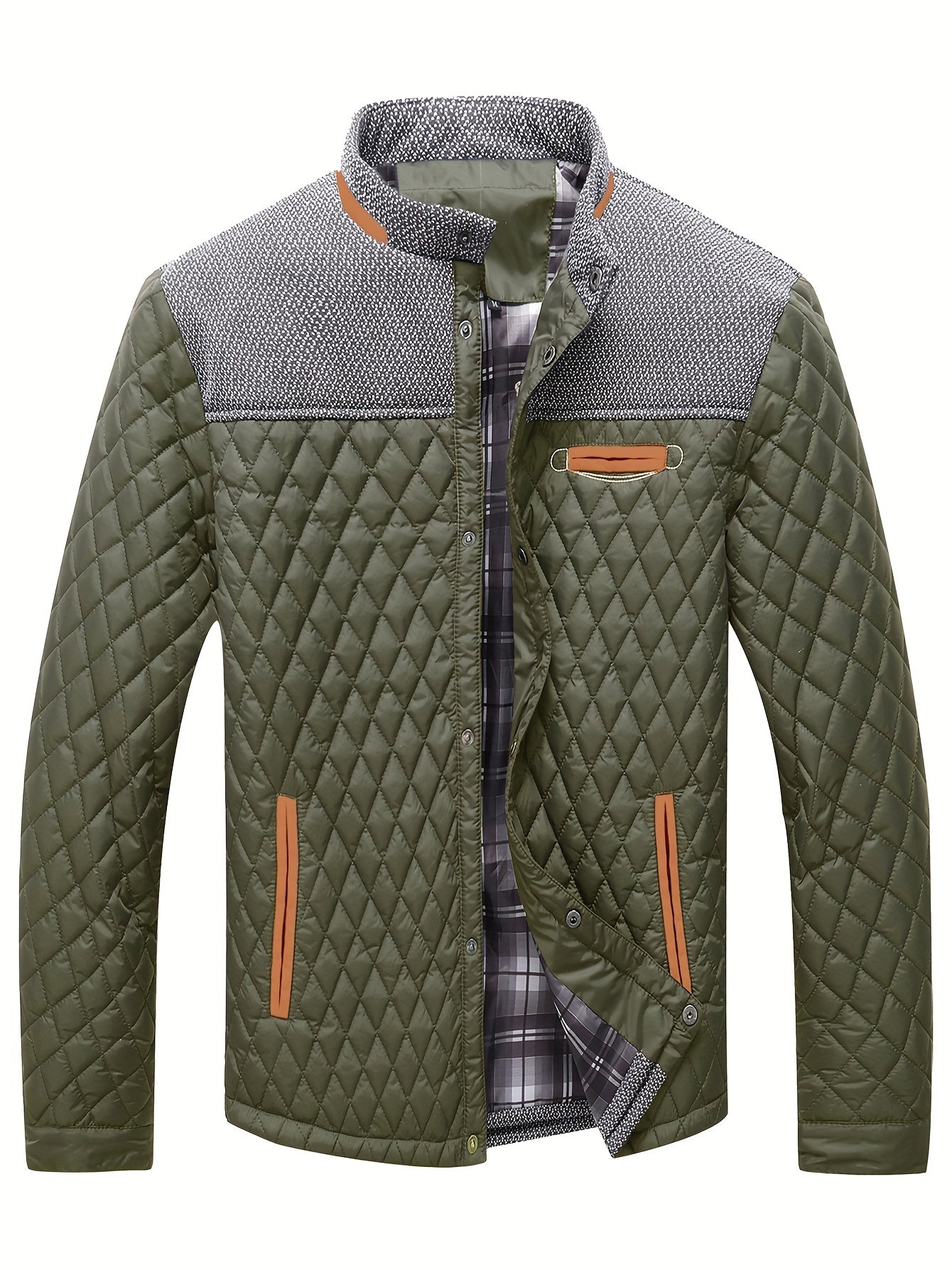 Warm & Lightweight Men's Quilted Winter Jacket - Casual Stand Collar Coat for Everyday Wear