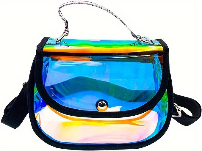Holographic Clear Tote Bag Waterproof PVC Handbags for Work, Shopping, Beach, Stadium, Travel, Swim Venue or Concert