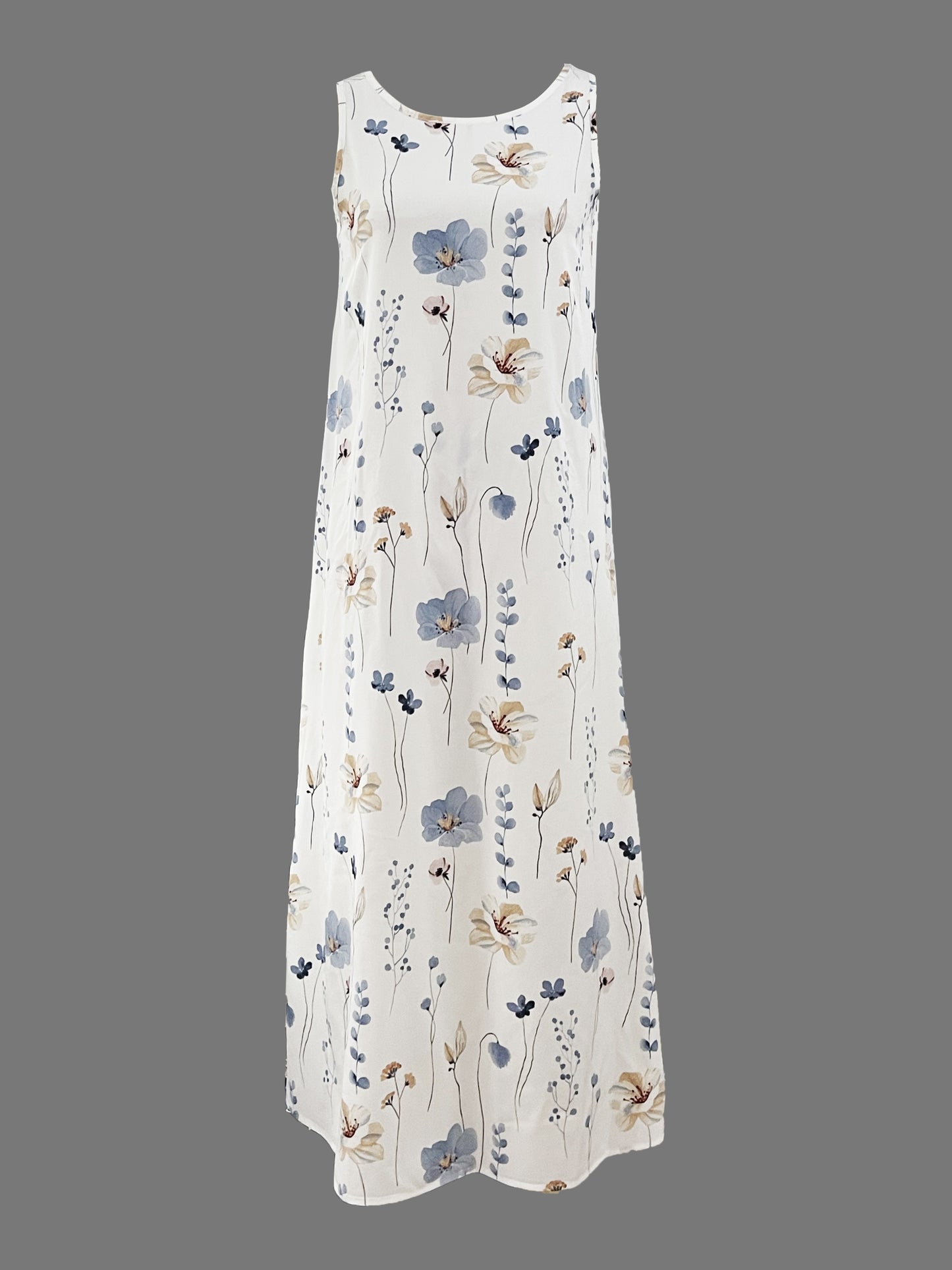 Casual Slim Two-piece Dress Set, Solid Contrast Lace Short Sleeve Knotted Front Top & Floral Print Sleeveless Crew Neck Dress Outfits, Women's Clothing