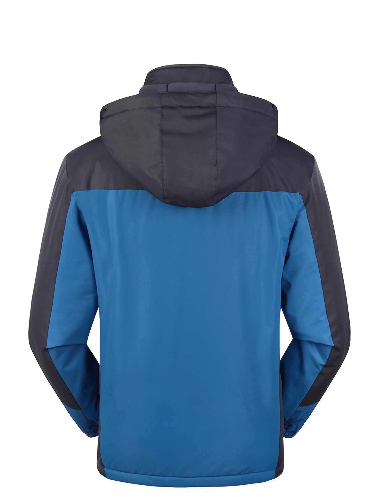 Men'S Casual Color Block Thick Hooded Jacket, Windproof Single-Layer Fleece Jacket for Fall Winter Jacket Gifts