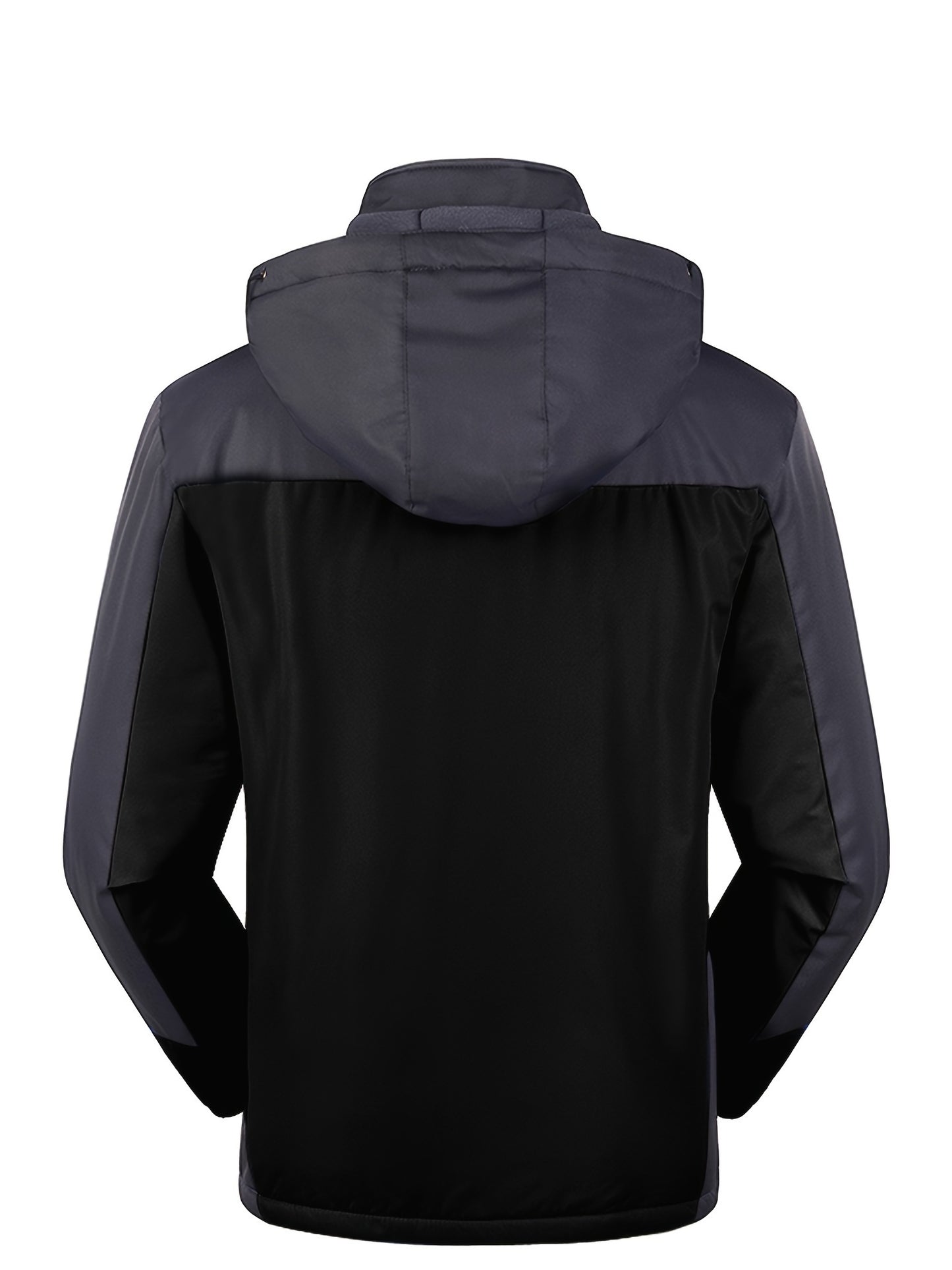 Men'S Casual Color Block Thick Hooded Jacket, Windproof Single-Layer Fleece Jacket for Fall Winter Jacket Gifts