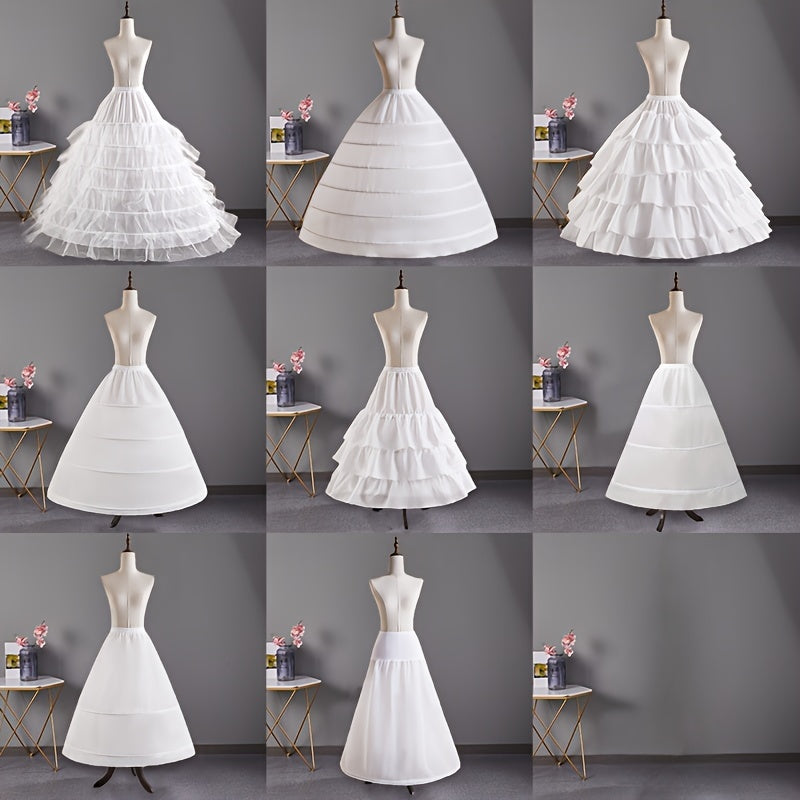 Elegant 6-Hoop Wedding Dress Petticoat - No Tulle, Hand Washable, Polyester Fiber, Perfect for Bridal Gowns & Formal Attire