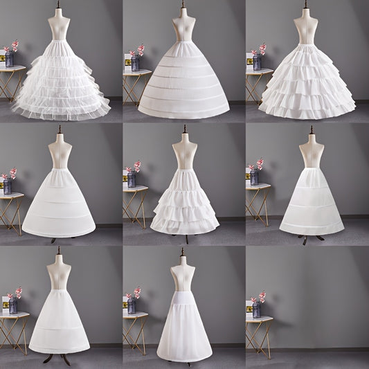 Elegant 6-Hoop Wedding Dress Petticoat - No Tulle, Hand Washable, Polyester Fiber, Perfect for Bridal Gowns & Formal Attire