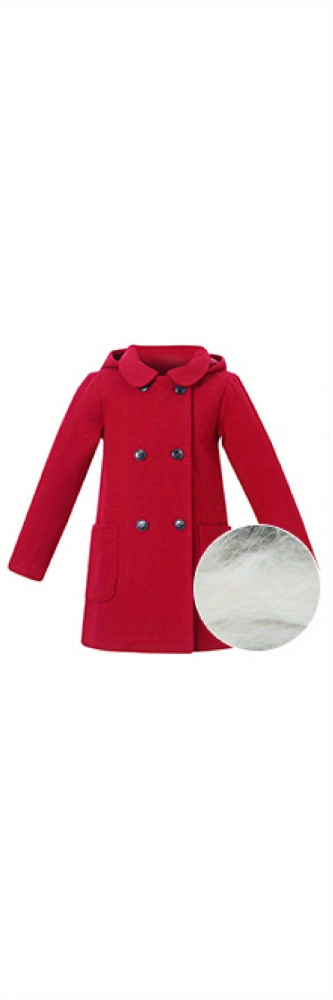 Richie House Girls' Stylish Wool Double Breasted Trench Coat - Winter Jacket for Girls Size 1-10 Years - Rh2517 - Classic Design, Warm, and Water-Resistant
