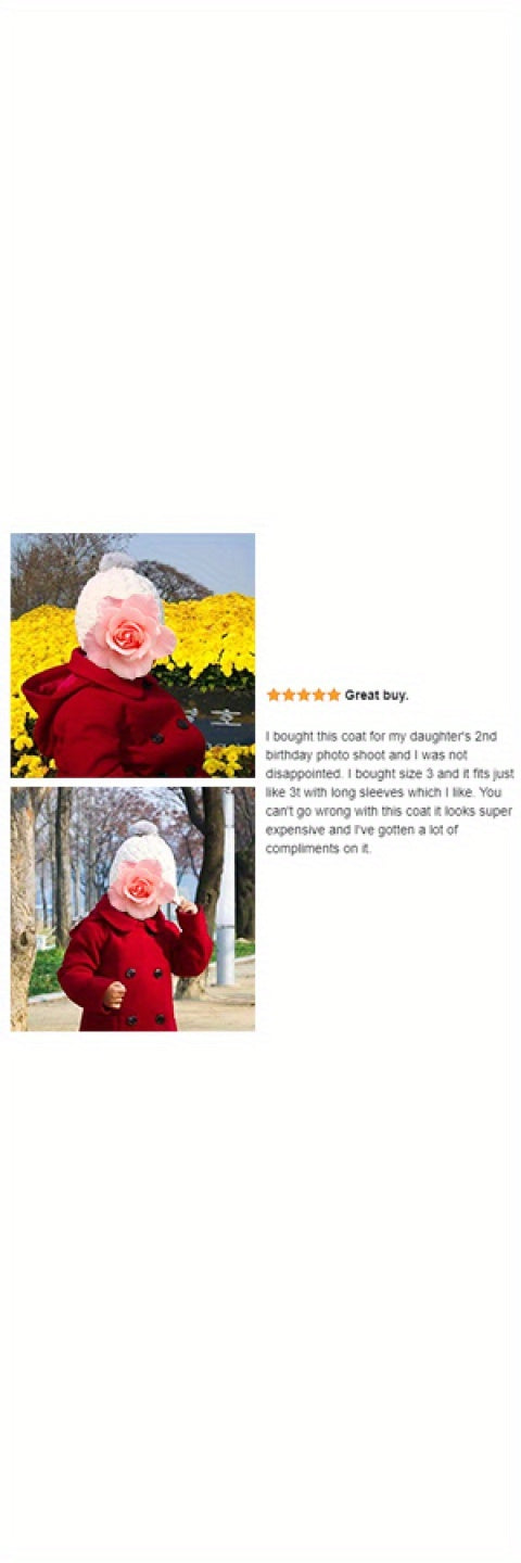 Richie House Girls' Stylish Wool Double Breasted Trench Coat - Winter Jacket for Girls Size 1-10 Years - Rh2517 - Classic Design, Warm, and Water-Resistant