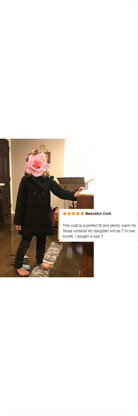 Richie House Girls' Stylish Wool Double Breasted Trench Coat - Winter Jacket for Girls Size 1-10 Years - Rh2517 - Classic Design, Warm, and Water-Resistant