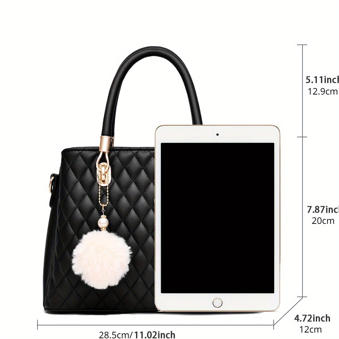 Womens Handbags Purses Top-handle Totes Satchel Shoulder Bag For Ladies With Pompon