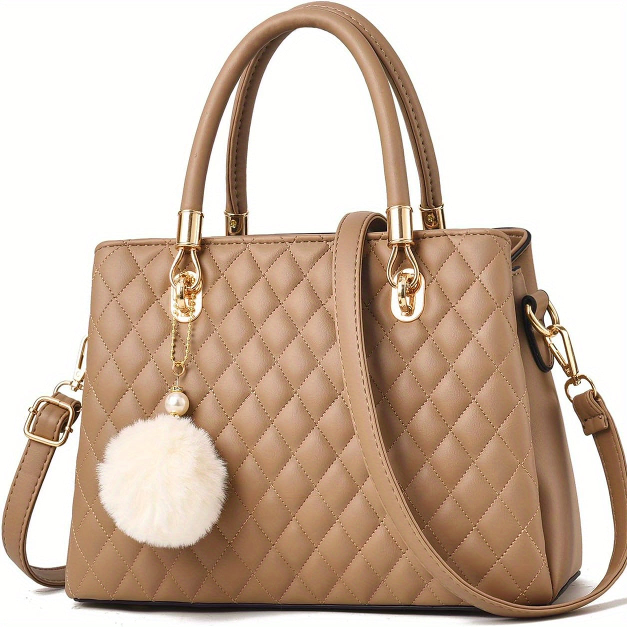 Womens Handbags Purses Top-handle Totes Satchel Shoulder Bag For Ladies With Pompon
