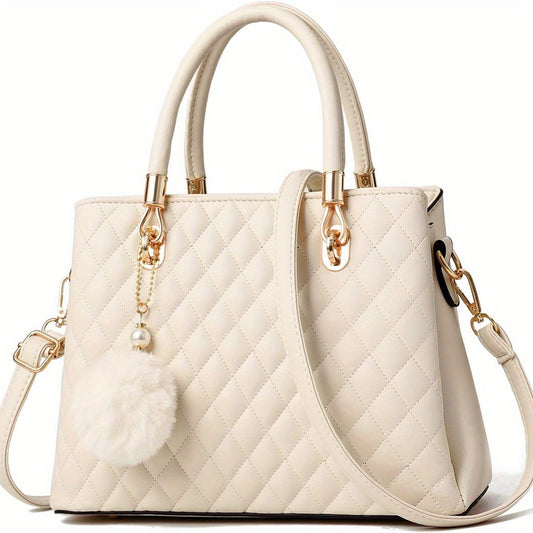 Womens Handbags Purses Top-handle Totes Satchel Shoulder Bag For Ladies With Pompon