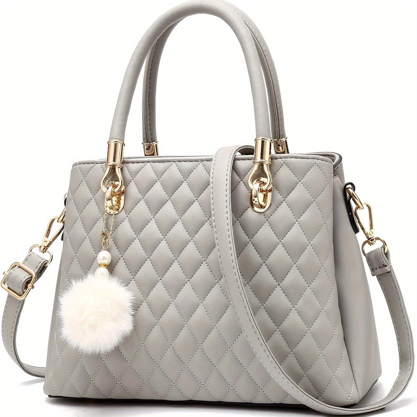 Womens Handbags Purses Top-handle Totes Satchel Shoulder Bag For Ladies With Pompon