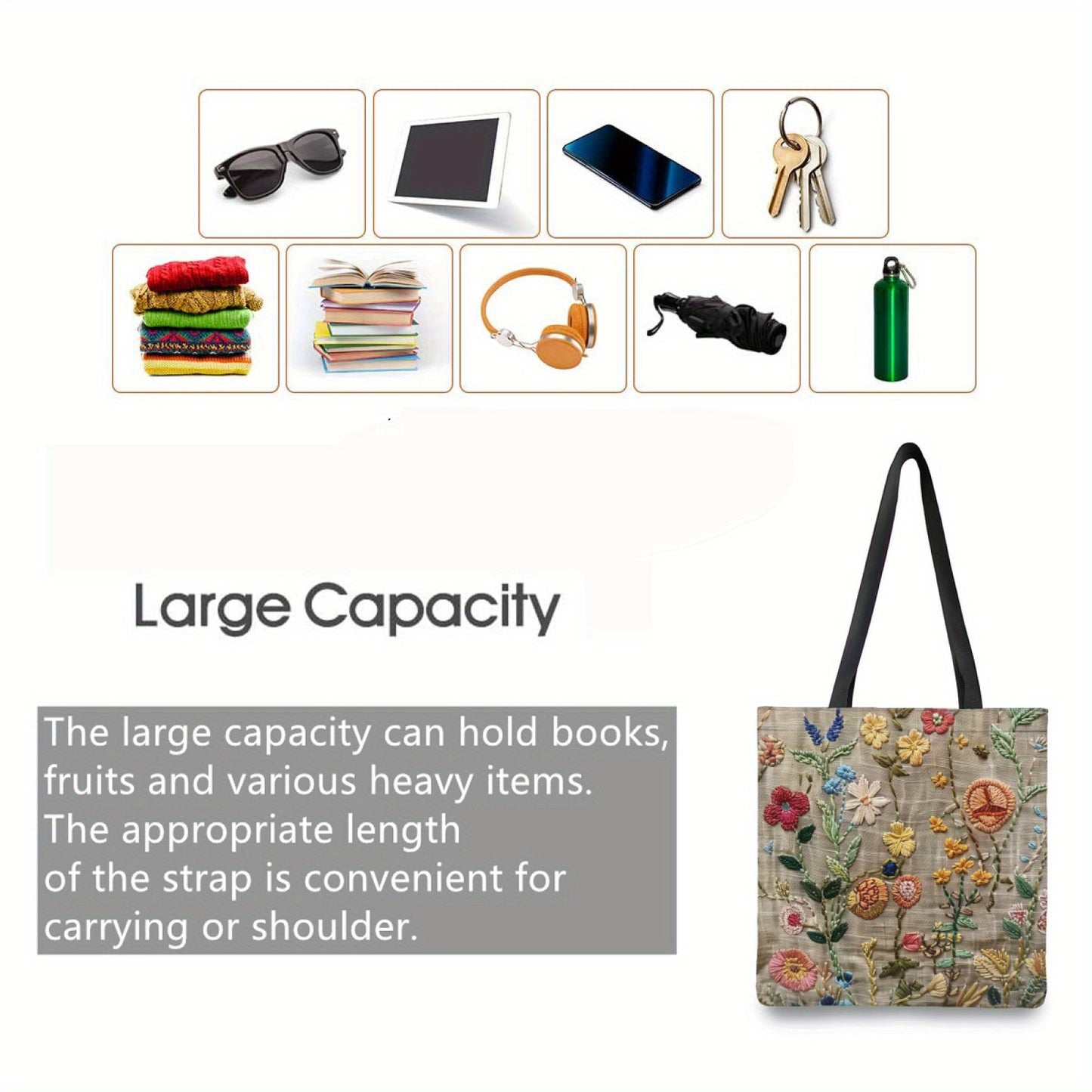 1pc Fashionable Embroidered Flower Pattern Bag, Niche Design Mesh Storage Handbag, Lightweight Shopping Bag Reusable Grocery Tote Bag Casual Travel Shoulder Beach Shopping Handbags Large Eco Reusable Shopping Bag Handle