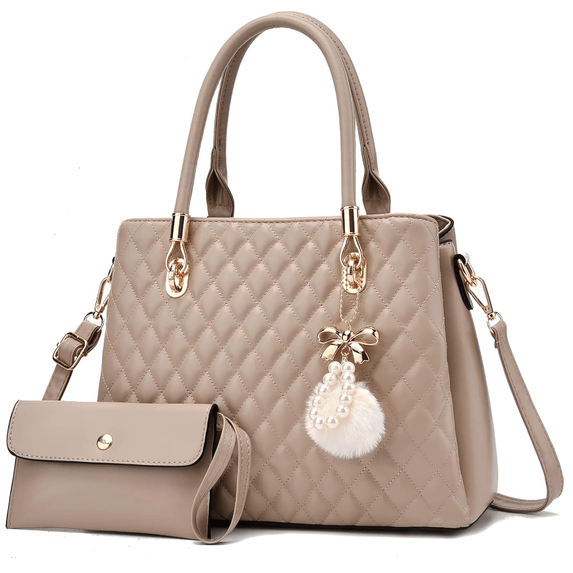 Womens Leather Handbags Purses Top-handle Totes Satchel Shoulder Bag for Ladies with Pompon