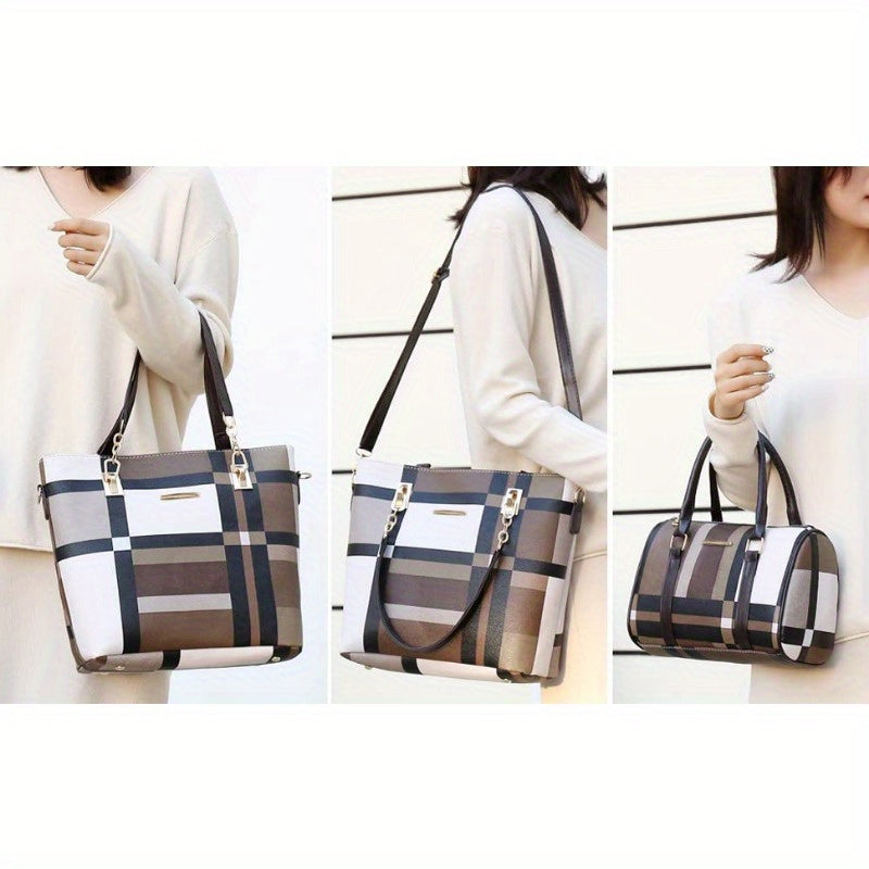 6pcs Womens Handbags Tote Bags Shoulder Bag Leather Purses Satchel Bag Top-Handle Handbag Crossbody Bag Wallet Clutch