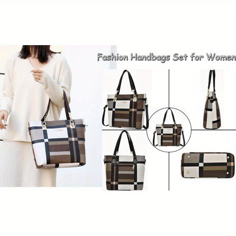 6pcs Womens Handbags Tote Bags Shoulder Bag Leather Purses Satchel Bag Top-Handle Handbag Crossbody Bag Wallet Clutch