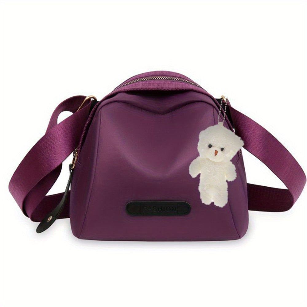 2pcs/1set Trendy Women's Nylon Crossbody Bag with Kawaii Pendant - Large Capacity Handbags Purse Female Casual Shoulder Pillow Bags for Women Travel Vacation