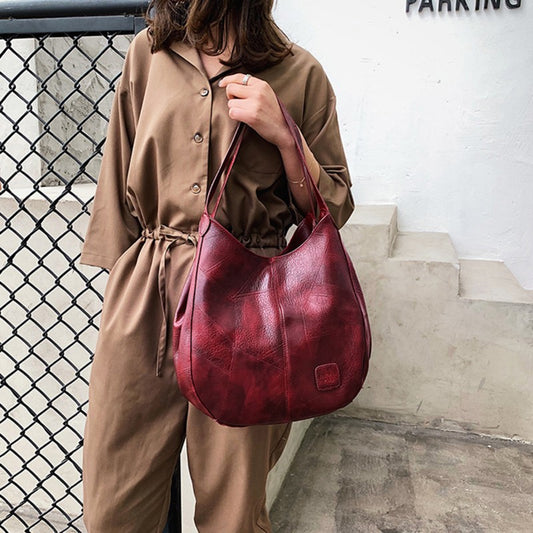 1pc Women Casual Tote Bags Satchel Handbags Retro Large Capacity PU Leather Shoulder Bag for Casual School and Work Use