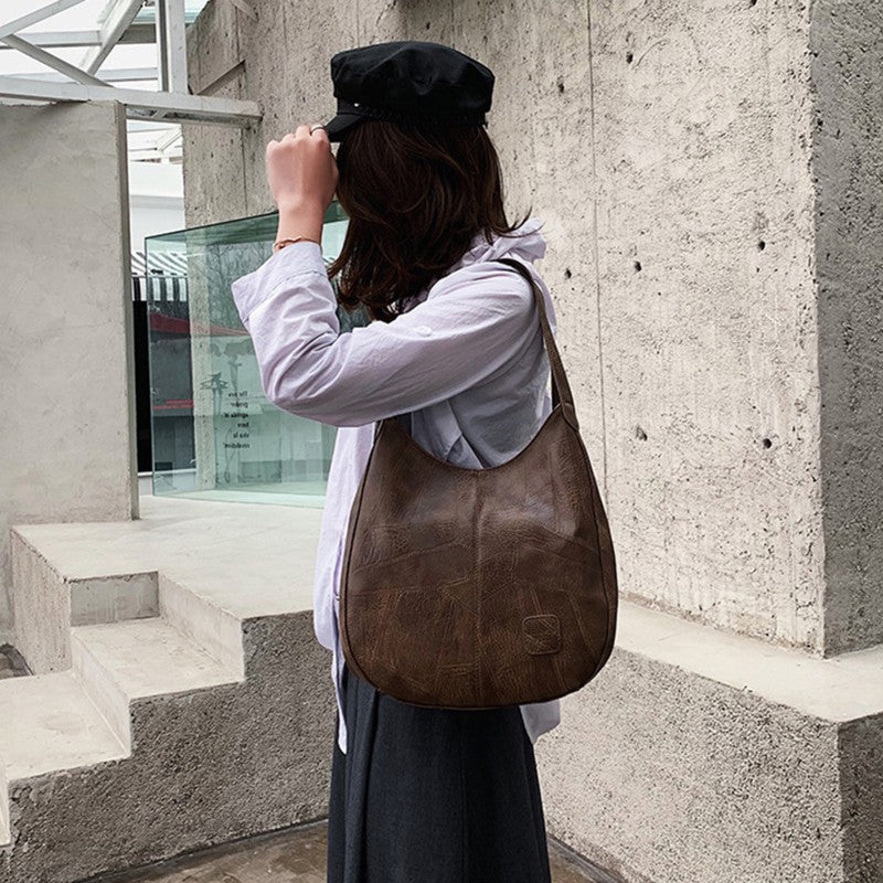 1pc Women Casual Tote Bags Satchel Handbags Retro Large Capacity PU Leather Shoulder Bag for Casual School and Work Use