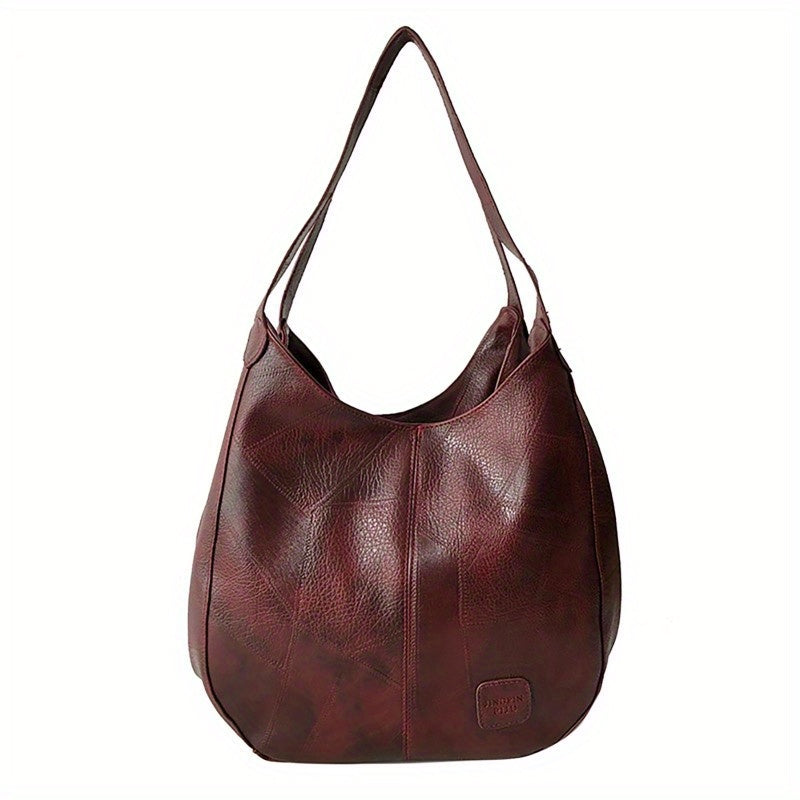 1pc Women Casual Tote Bags Satchel Handbags Retro Large Capacity PU Leather Shoulder Bag for Casual School and Work Use