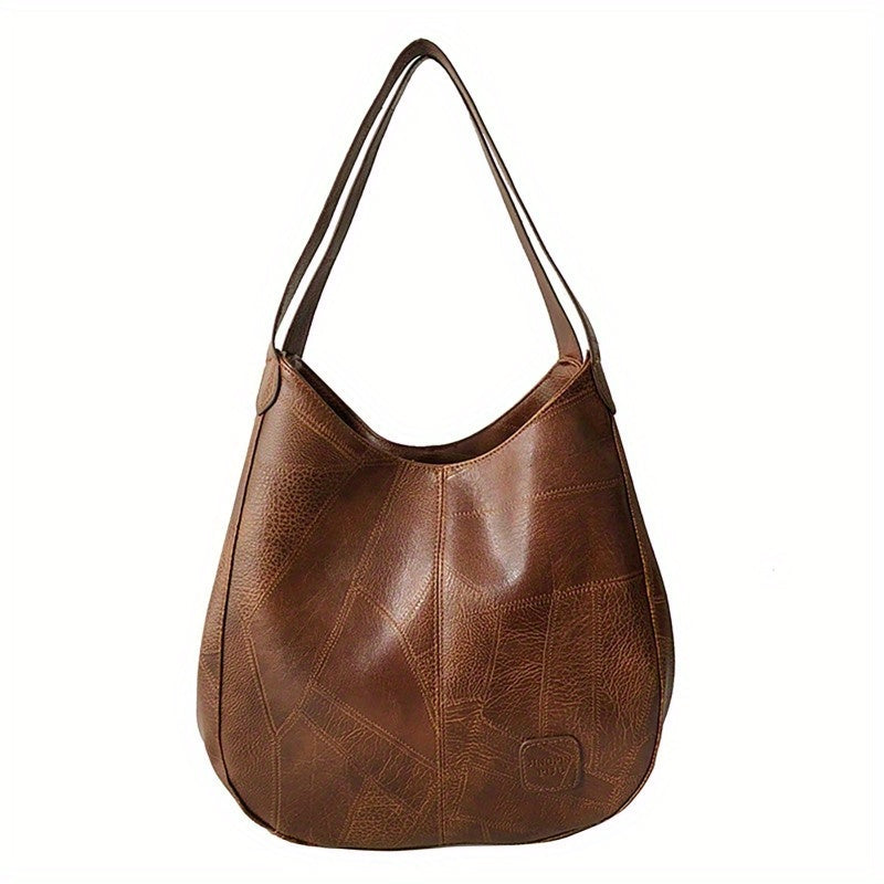 1pc Women Casual Tote Bags Satchel Handbags Retro Large Capacity PU Leather Shoulder Bag for Casual School and Work Use