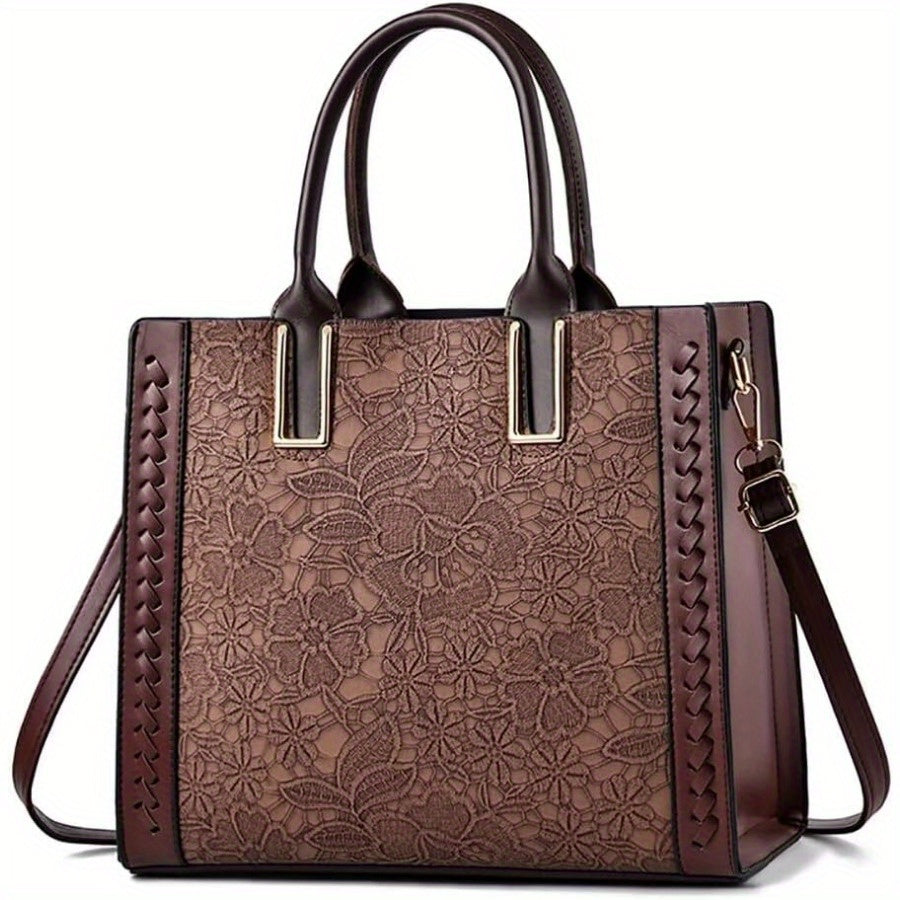 2024 Stylish Multi-Pocket Premium Embossed PU Leather Tote Handbag - Women Handbags & Wallets with 2-Way Carry, Fashionable Shopping and Business Bag for Ladies, Ideal for Work and Daily Use