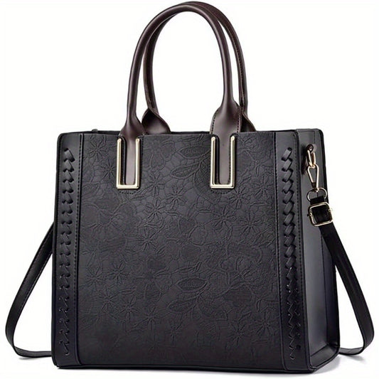 2024 Stylish Multi-Pocket Premium Embossed PU Leather Tote Handbag - Women Handbags & Wallets with 2-Way Carry, Fashionable Shopping and Business Bag for Ladies, Ideal for Work and Daily Use