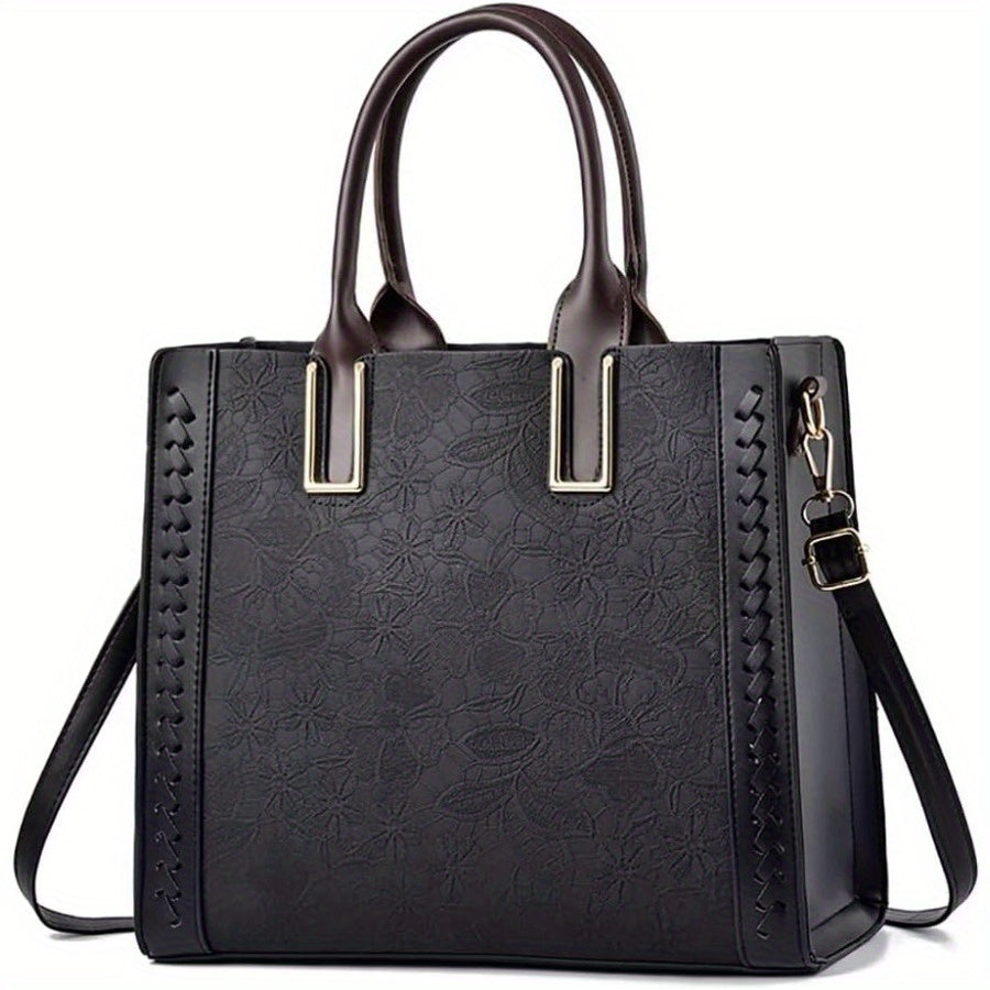 2024 Stylish Multi-Pocket Premium Embossed PU Leather Tote Handbag - Women Handbags & Wallets with 2-Way Carry, Fashionable Shopping and Business Bag for Ladies, Ideal for Work and Daily Use
