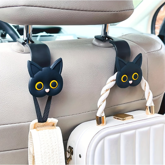 Cute 3D Cartoon Cat Car Headrest Hook - Vehicle Organizer for Handbags, Purses & Coats