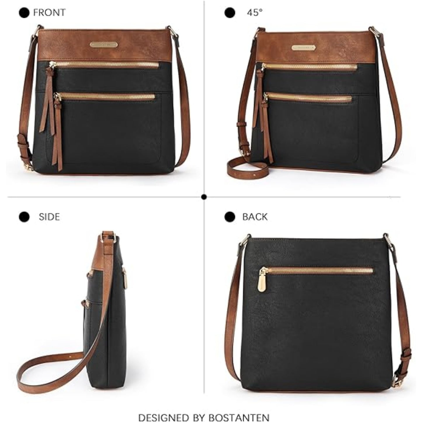 Crossbody Bags Purses for Women Stylish Soft Leather Shoulder Handbags with Long Adjustable Strap Zipper Pocket Medium