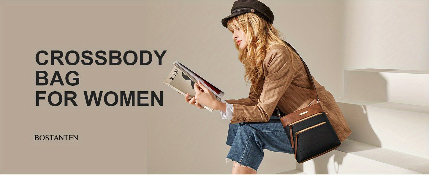 Crossbody Bags Purses for Women Stylish Soft Leather Shoulder Handbags with Long Adjustable Strap Zipper Pocket Medium