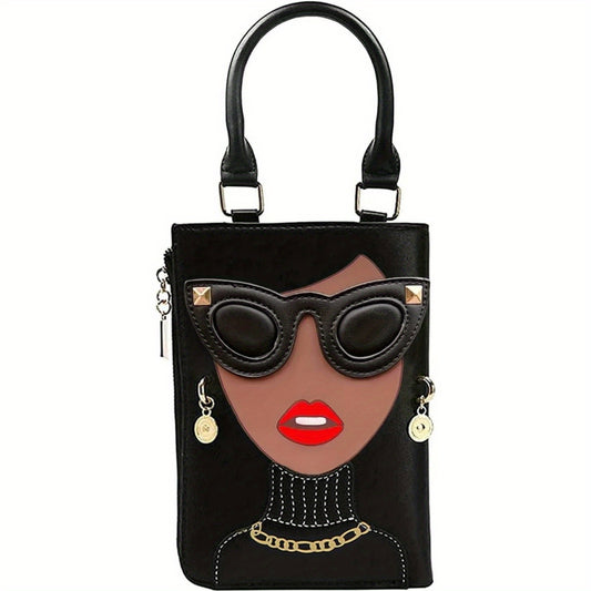 Novelty Unique Lady Face Top Handle Satchel Handbags for Women Funky Tote Purse Hobo Crossbody Shoulder bags
