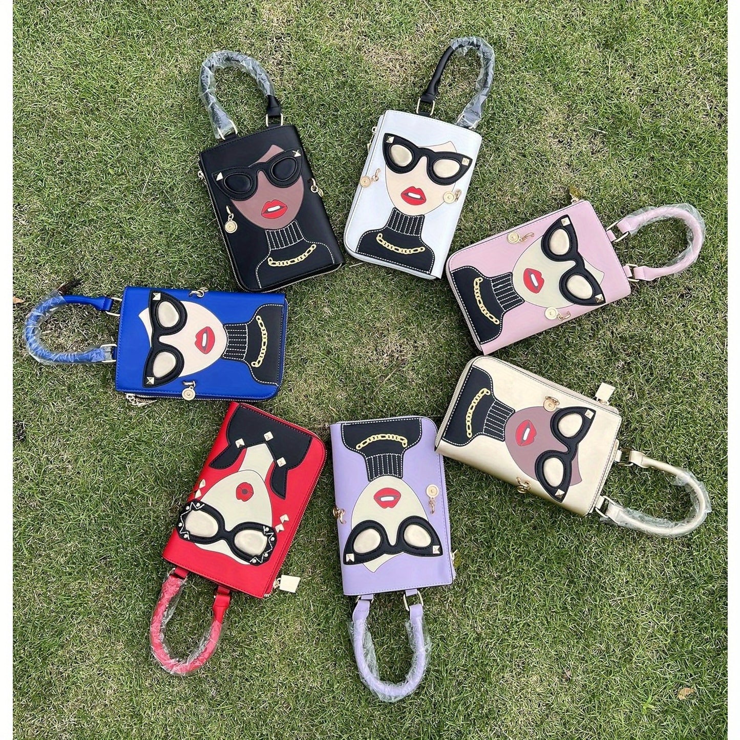 Novelty Unique Lady Face Top Handle Satchel Handbags for Women Funky Tote Purse Hobo Crossbody Shoulder bags