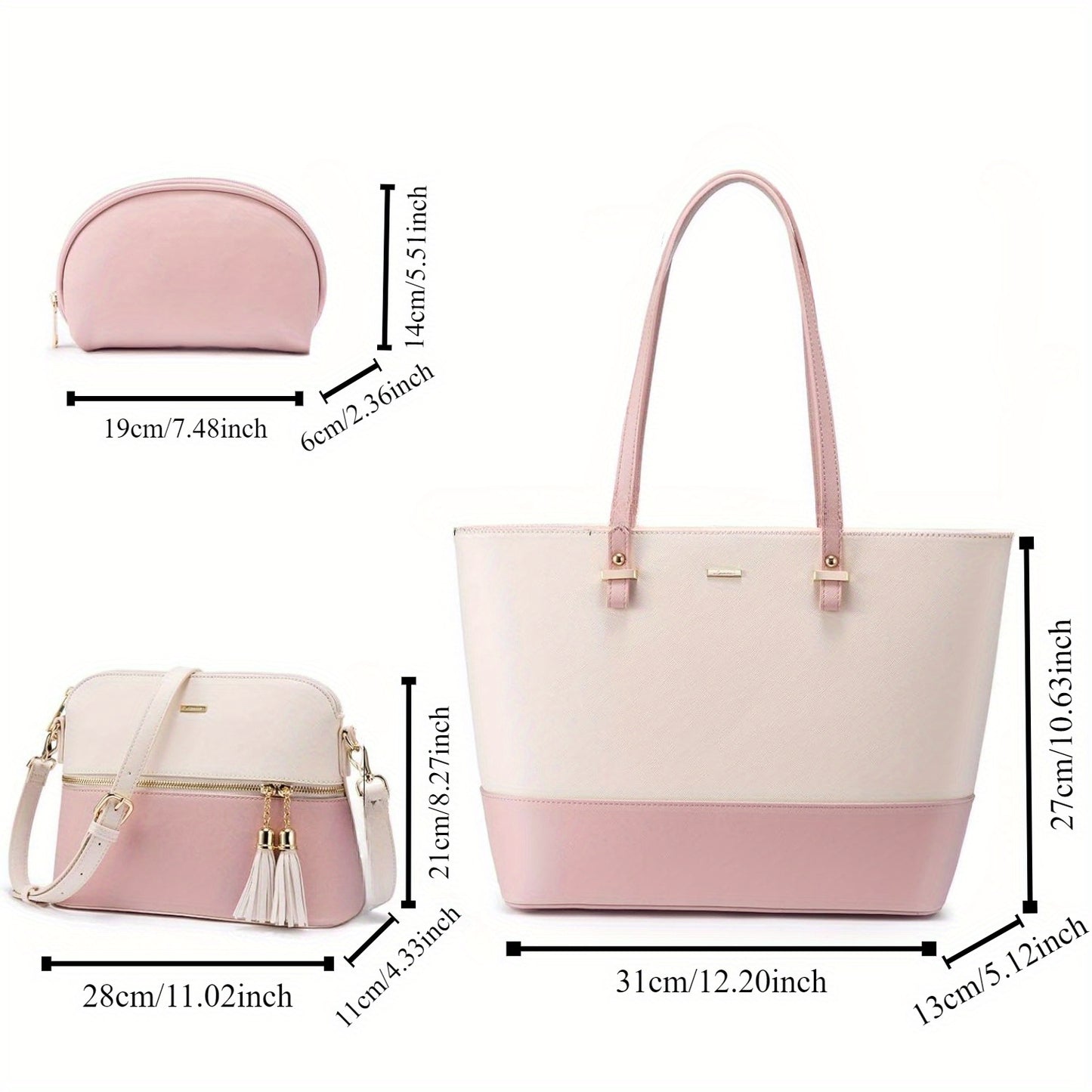 Handbags for Women Shoulder Bags Tote Satchel Hobo 3pcs Purse Set