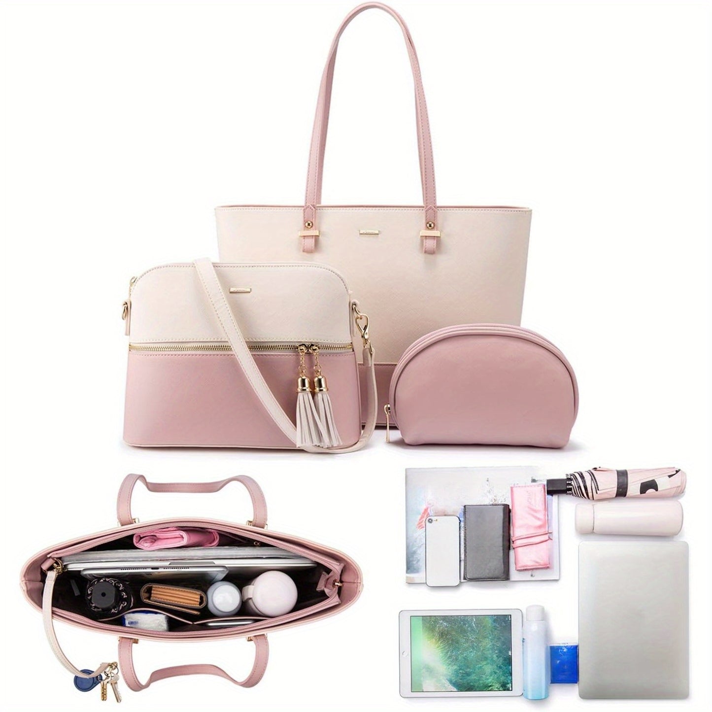Handbags for Women Shoulder Bags Tote Satchel Hobo 3pcs Purse Set