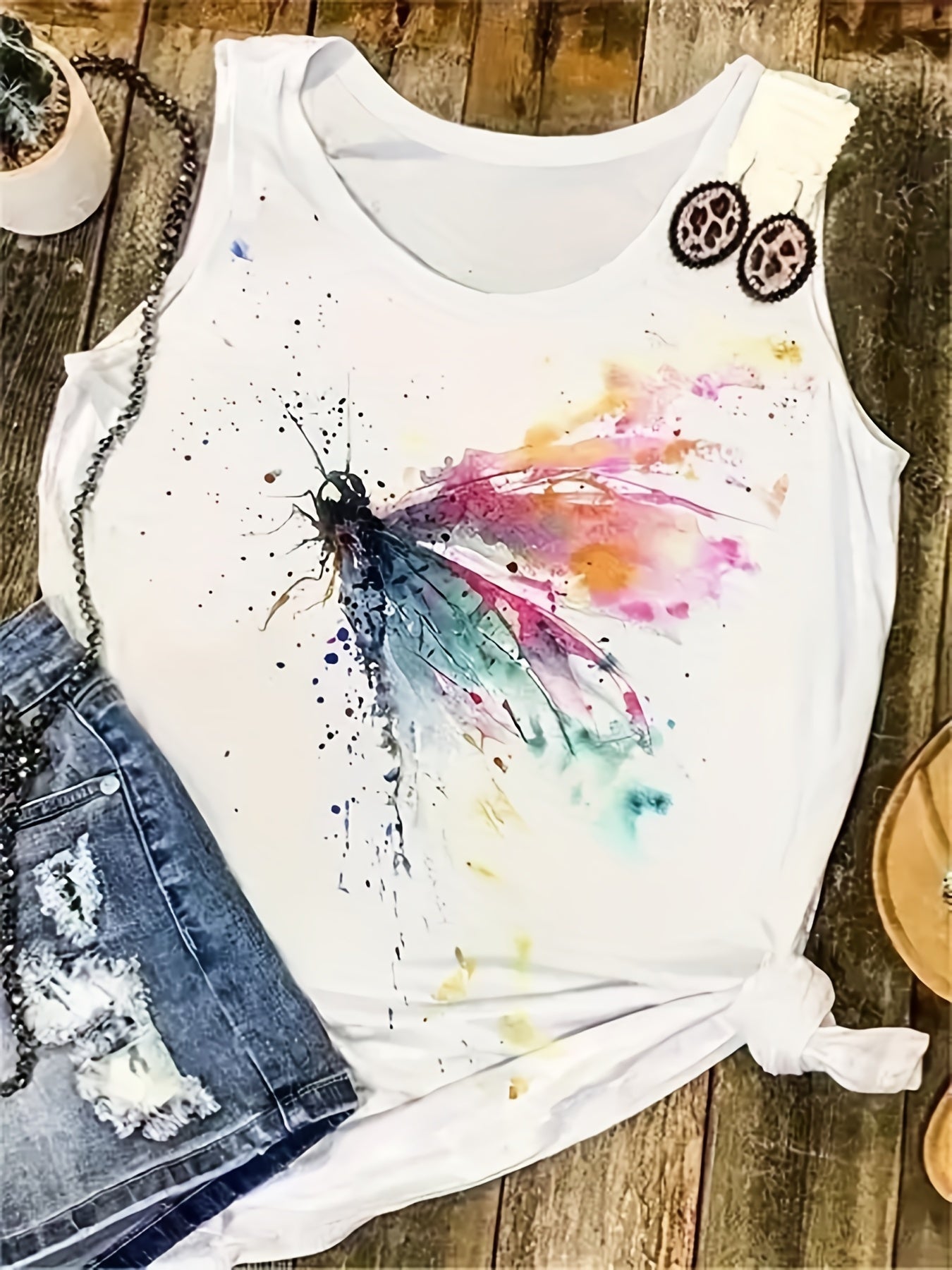 3-Pack Graphic Print Tank Tops - Breathable Crew Neck, Sleeveless Casual Style - Perfect Summer Wardrobe Staple for Women