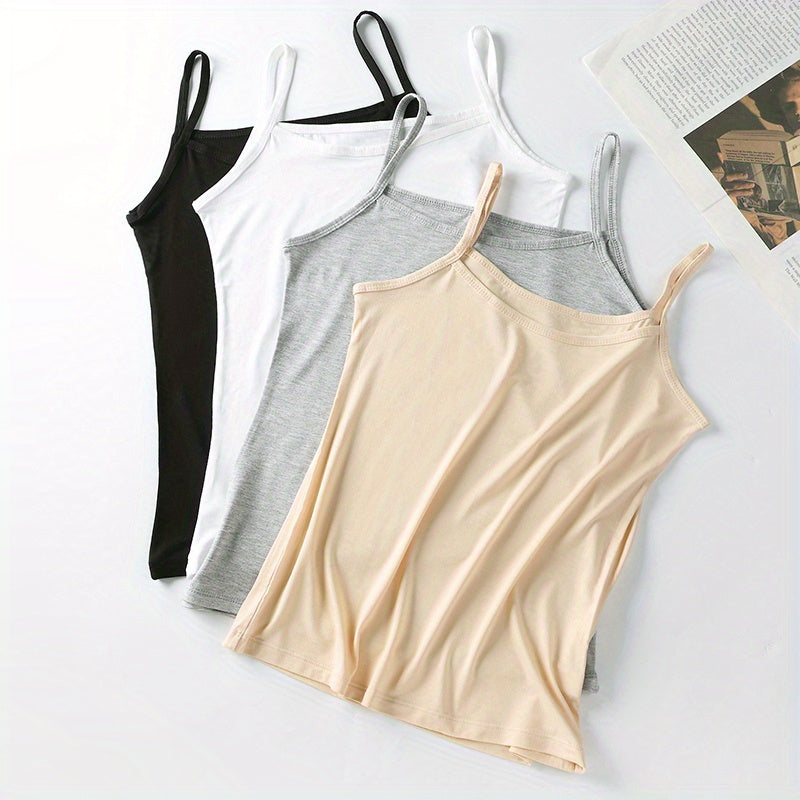 3 Sets Solid Cami Tops, Casual Comfy All-match Top, Women's Lingerie & Underwear