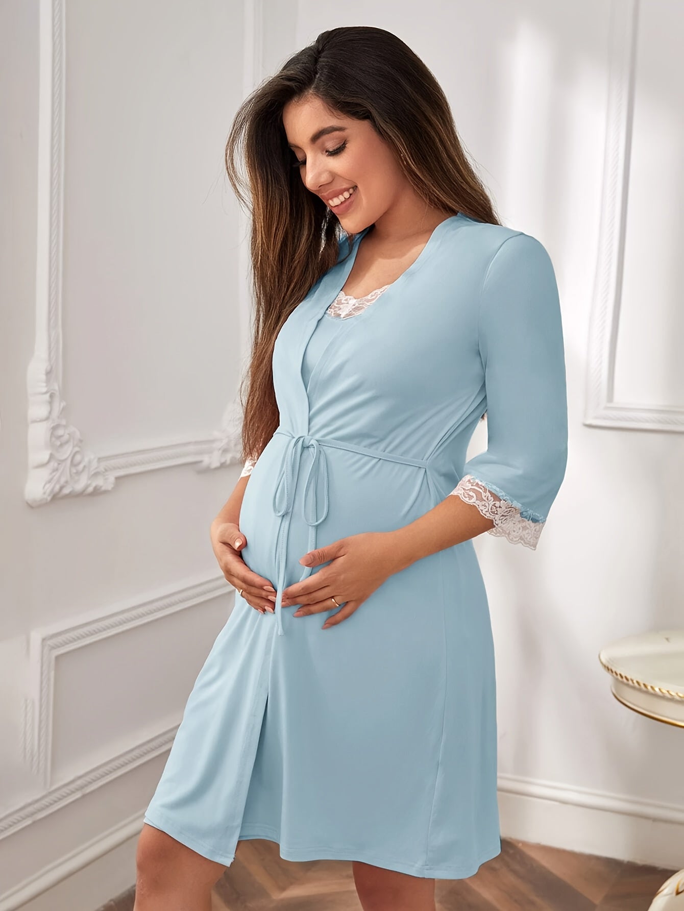 Maternity Pajamas Sexy Lace Two-Piece Dress Nursing Set Spring Maternity Wear